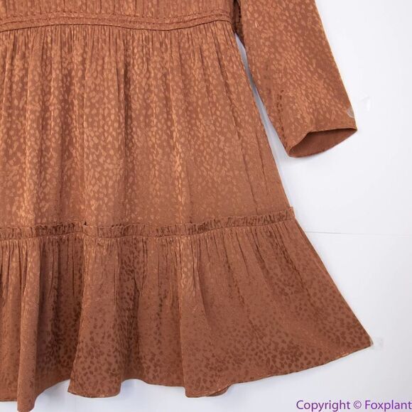 NEW Madewell Mockneck Ruffle-Hem Mini Dress in Cheetah Jacquard, XL - Picture 6 of 16